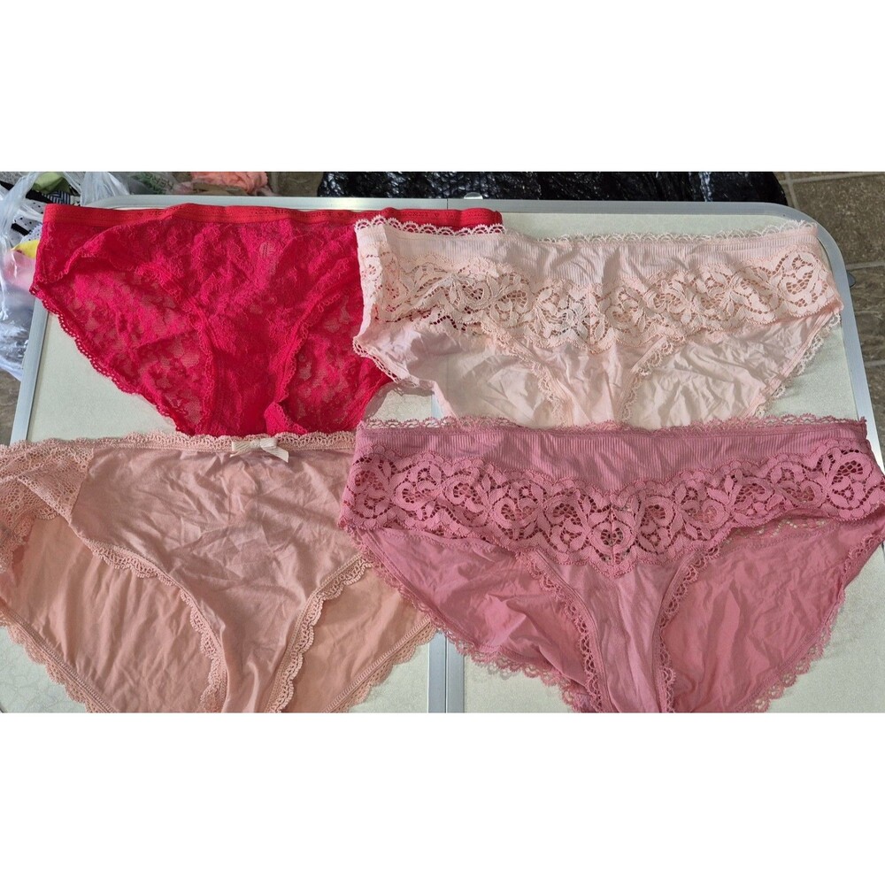 NWOT Lot Of 4 Victorias Secret Medium Underwear Panties Sheer Lace Soft New